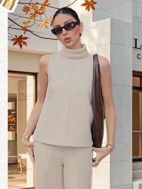 NWT OGL Turtleneck Split Hem Gray Tank Top S